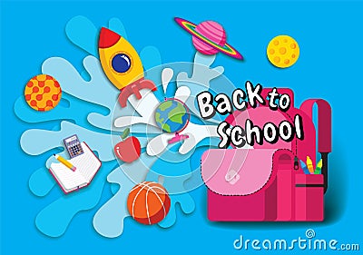 Back to school, Book Inspiration, Online Learning, study from home, flat design vector Vector Illustration