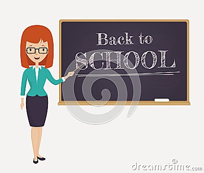 Back to school card with young teacher. Vector Illustration