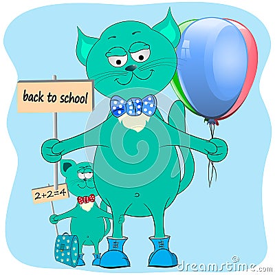 Back to school cat cartoon Vector Illustration