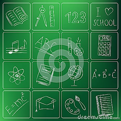 Back to school chalky doodles Vector Illustration