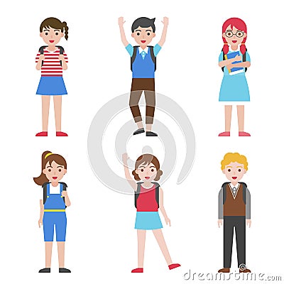 Back to school, Children avatar icon set Vector Illustration