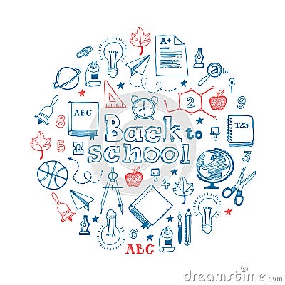 Back to School circle composition Vector Illustration