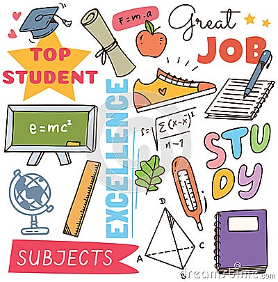 Back to school concept doodle background Stock Photo