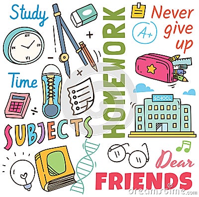 Back to school concept doodle background Stock Photo