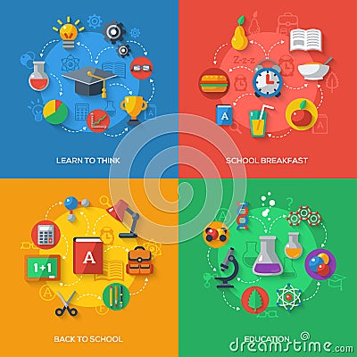 Back To School Concept With Flat Icons Vector Illustration