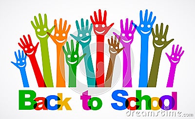 Back to school concept with smiling hands, Day of Knowledge, First Day of School illustration â€“ vector Cartoon Illustration