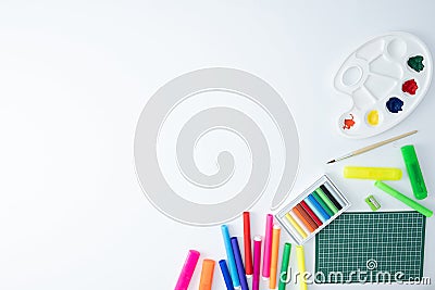 Back to school concept top School supplies Copy space Stock Photo