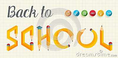 Back to school creative letters illustration Vector Illustration