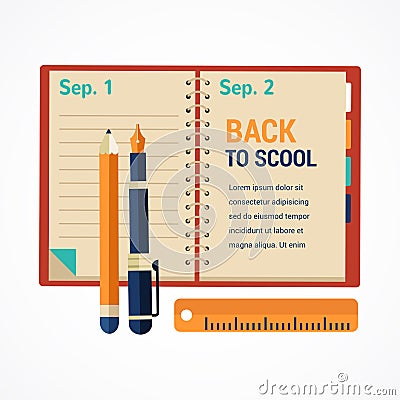 Back to school diary notebook Vector Illustration
