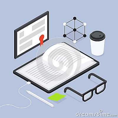 Back To School Diploma Isometric Illustration Vector Illustration