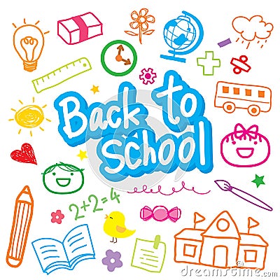 Back To School Draw Kid Cute Cartoon Vector Design Vector Illustration