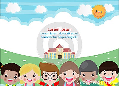 Back to school, education concept,school kids, Template for advertising brochure, your text,Kids and frame,child and frame,Vector Vector Illustration