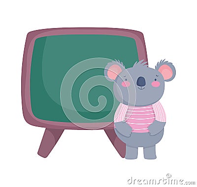 Back to school education cute koala with chalkboard class Vector Illustration