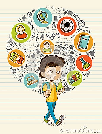 Back to school education icons colorful cartoon bo Vector Illustration