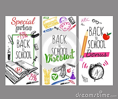 Back To School Flyer Set Vector Illustration