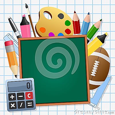 Back to School Green Chalkboard Vector Illustration