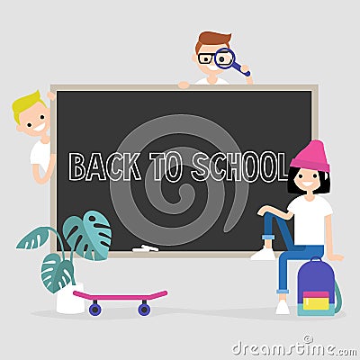 Back to school. A group of students Vector Illustration