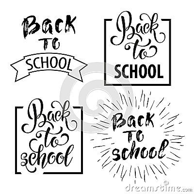 Back to school hand drawn lettering. Blackboard background with colorful pencils. Knowledge Day. Vector Illustration