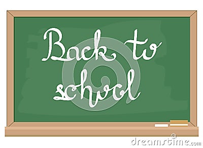 Back to school hand writting lettering on green chalkboard, stock vector illustration Vector Illustration