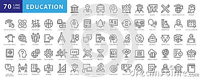 Back to school icon set with 50 different vector icons related with education Vector Illustration