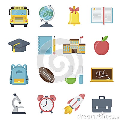 Back to school icon set, student classroom pictures Vector Illustration