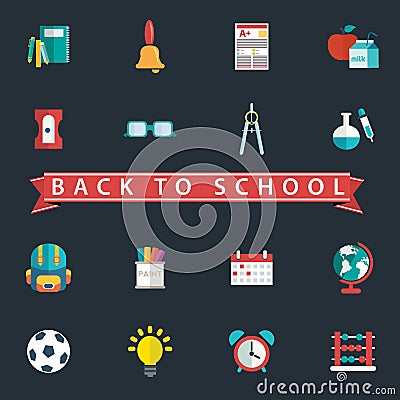 Back To School icon set. Vector Illustration Stock Photo