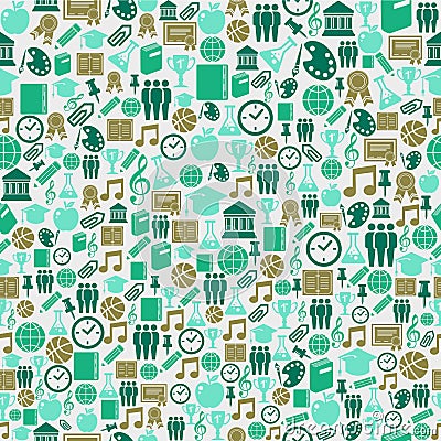 Back to School icons education seamless pattern. Vector Illustration