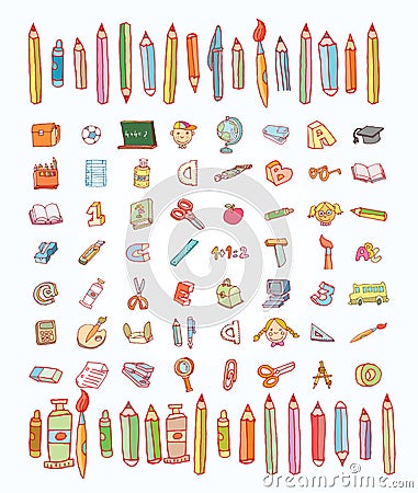 Back to school, icons, vector illustration. Vector Illustration