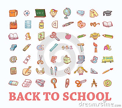 Back to school, icons, vector illustration. Vector Illustration