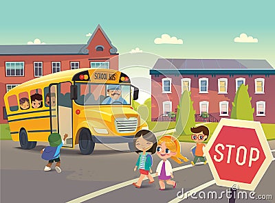 Back To School. Illustration depicting School bus stop Vector Illustration