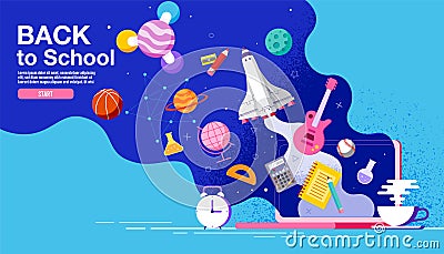 Back to school ,inspiration, poster, flat design colorful, vector Vector Illustration