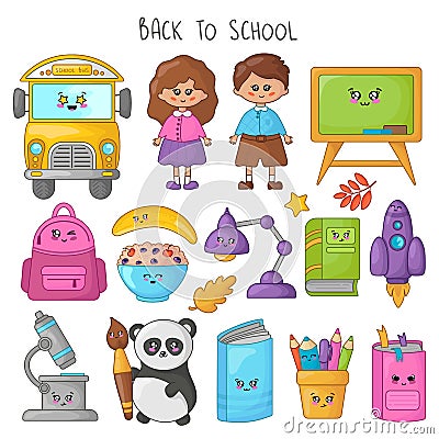 Back to School Kawaii Vector Illustration