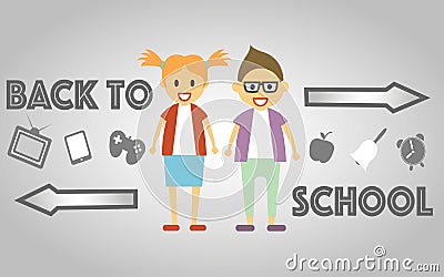 Back to School Kids Vector Illustration