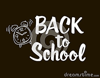 Back to school - lettering calligraphy phrase, handwritten text isolated on the black background. Fun calligraphy for Vector Illustration