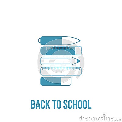 Back to School Line Art Accessories Icons Vector Illustration