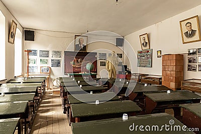 Back to school. Old school room. Old soviet union room. Editorial Stock Photo