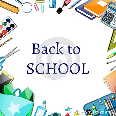 Back to school poster design with icons Vector Illustration