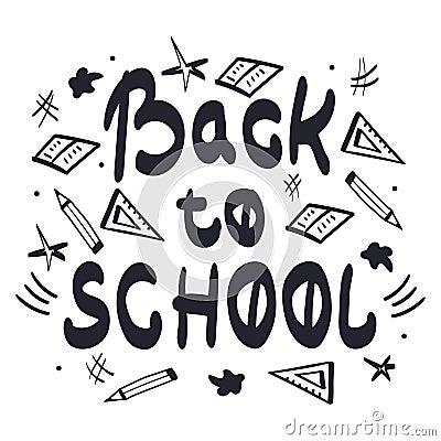 Back to school poster. Doodle stationery items Vector Illustration