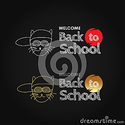 Back to school poster templates with text on chalkboard, isolated vector illustration. Vector Illustration