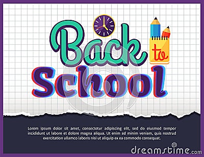 Back to School Posteron on Checkered Background Vector Illustration
