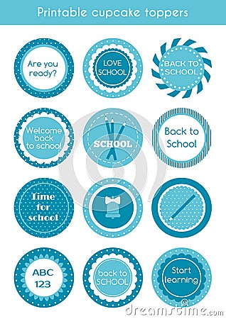 Back to school printable labels Vector Illustration