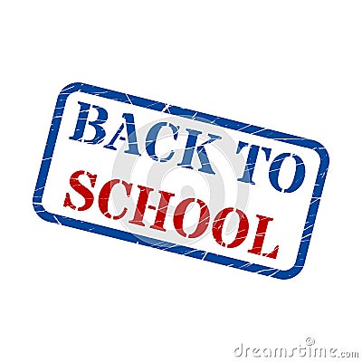 Back to school red blue stamp text on white Vector Illustration