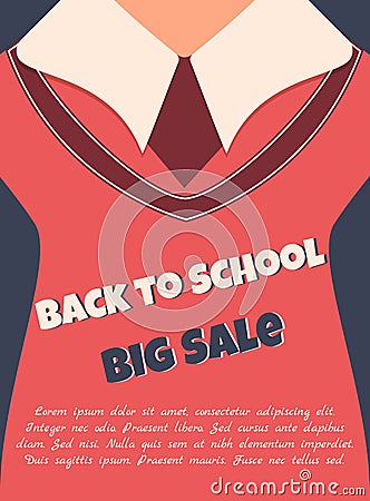 Back to school sale poster with text and school uniform Vector Illustration