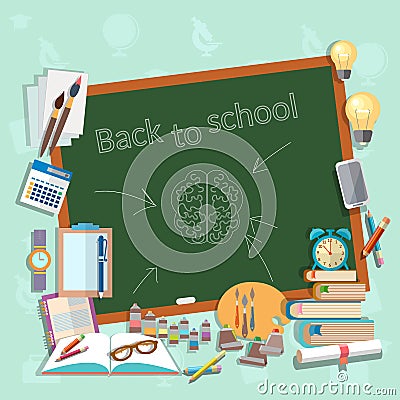 Back to school school board education college campus classroom Vector Illustration