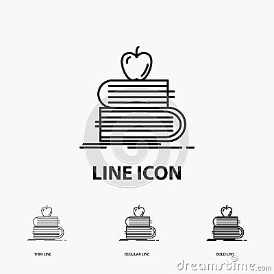 back to school, school, student, books, apple Icon in Thin, Regular and Bold Line Style. Vector illustration Vector Illustration