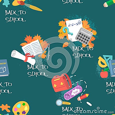 Back to school. Seamless pattern on education theme Vector Illustration