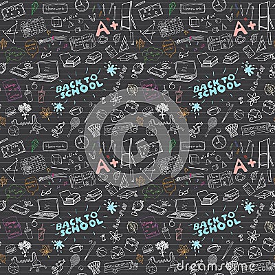 Back to School seamless pattern with Hand-Drawn Doodles. sketch element background Vector Illustration Vector Illustration