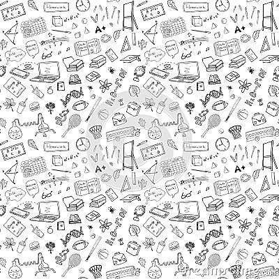 Back to School seamless pattern with Hand-Drawn Doodles. sketch element background Vector Illustration Vector Illustration