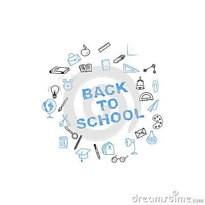 Back to school. Set of drawing elements for education with endolar accessories. Vector illustration. Cartoon Illustration