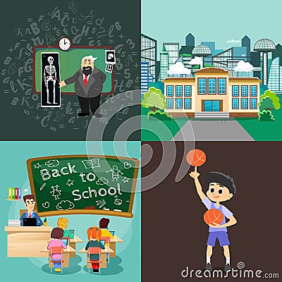 Back to school set of pictographs Vector Illustration